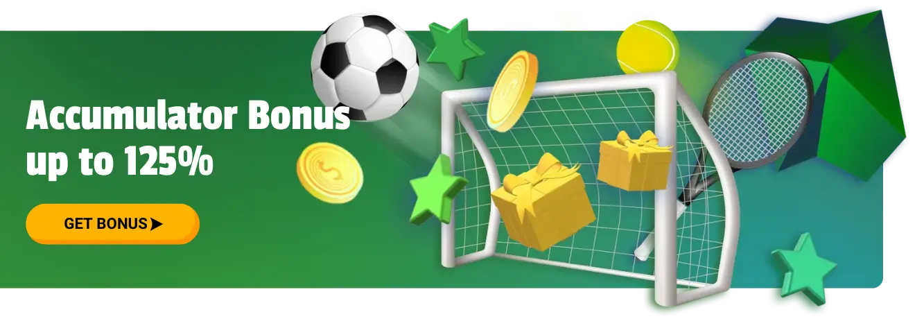 accumulator bonus up to 125% only on Brazino 777